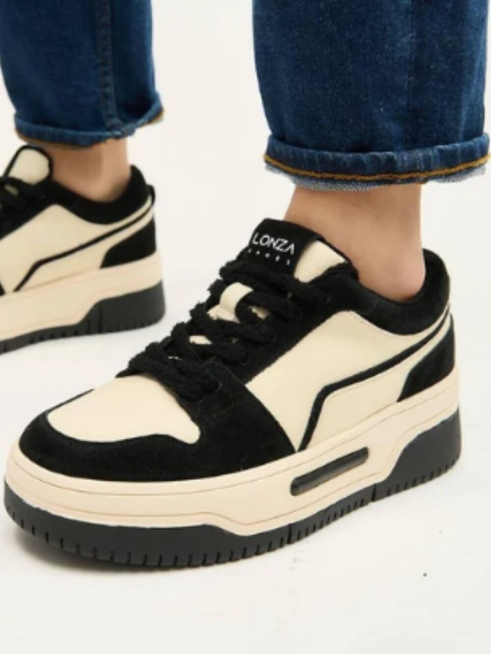 Lonza Agape Sneakers Womens Size 10 EU 41 Beige Black Platform Sneakers